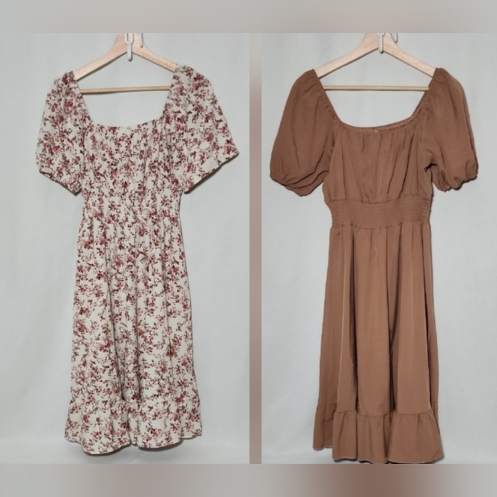 Source Unknown Floral And Solid Midi Dresses - image 1